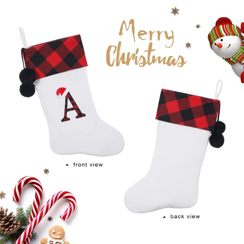 SIRIPHUM 20 Inches Initial Monogram Embroidered lettetr Christmas Stocking - Image 3
